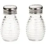 Tablecraft Beehive 2 oz. Glass Salt and Pepper Shakers with Stainless Steel Tops - BH2 - 24/Case