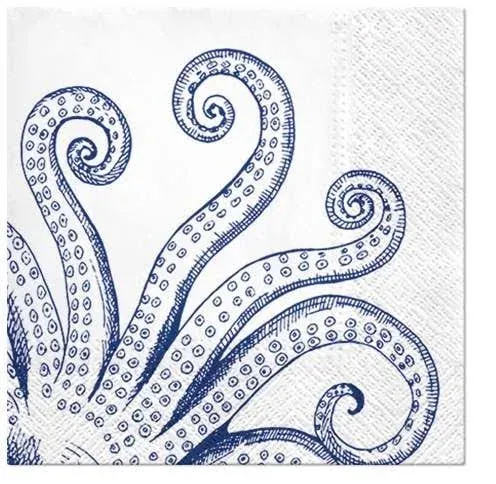 Blue Octopus Paper Luncheon Napkins 40pcs Naval Coastal Deco