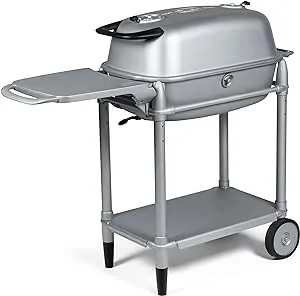 PK Grills PK300-SCX Portable Charcoal BBQ Grill and Smoker, Aluminum Outdoor Kitchen Cooking Barbecue Grill for Camping, Backyard Grilling, Park, Tailgating, Silver