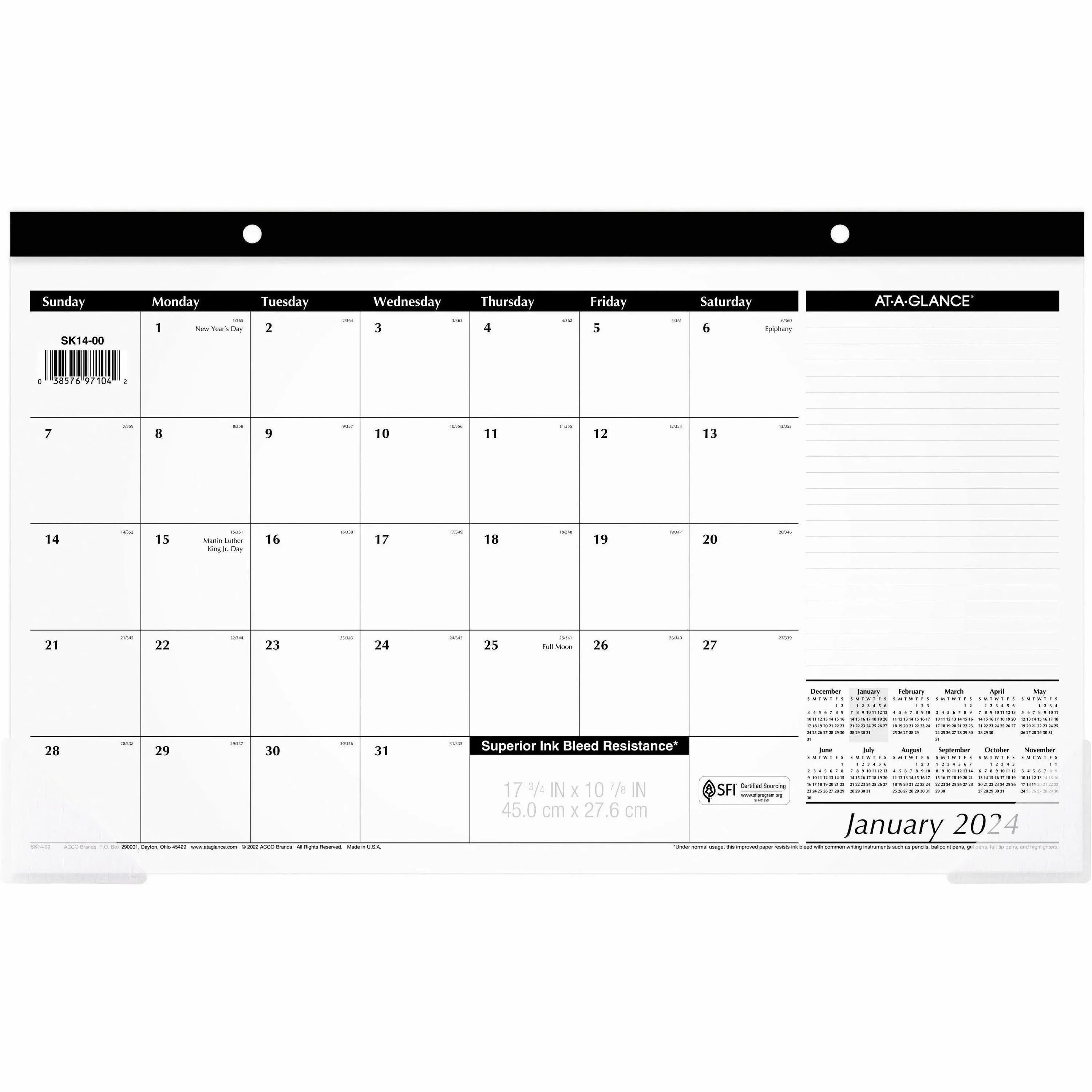 AT-A-GLANCE Monthly Desk Pad Calendar 2025