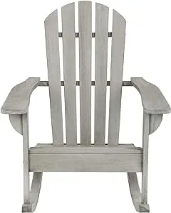 Safavieh PAT7042B Outdoor Collection Brizio Grey Wash Rocking Adirondack Chair