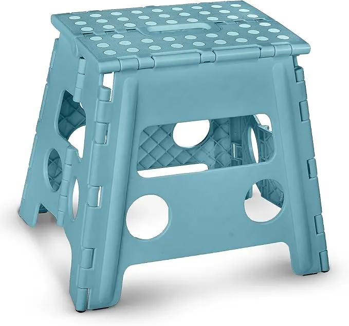 Folding Step Stool, 13 inch - The Anti-Skid Step Stool Is Sturdy to Support Adults and Safe Enough for Kids. Opens Easy with One Flip. Great for