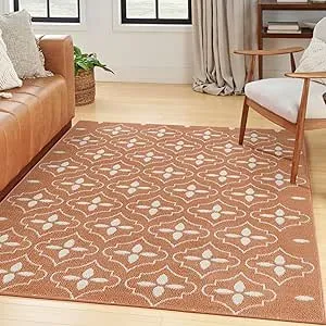 Nourison Essentials Indoor/Outdoor Copper 4' x 6' Area Rug, Easy Cleaning, Non Shedding, Bed Room, Living Room, Dining Room, Backyard, Deck, Patio (4x6)