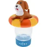 U.S. Pool Supply Puppy Dog Floating Pool Chlorine Dispenser, Collapsible Base, Holds 3" Tablets - 7" Fun Cute Happy Pet Life Preserver Animal Float Floater Decoration, Adjustable Balanced Delivery