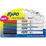 EXPO&reg; Low-Odor Dry-Erase Markers, Ultra-Fine Point, Assorted Colors, Pack Of 4