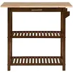 Convenience Concepts Designs2Go Espresso Stationary Kitchen Island with Drawer and Butcher Block V2-258