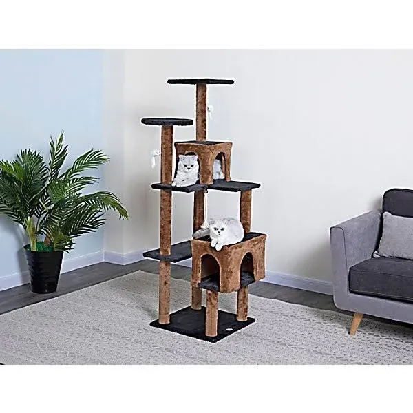 Go Pet Club 61" Kitten Cat Tree - Color: Black/Brown