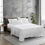 Kenneth Cole - Solutions King Sheets, Soft Recycled Polyester 6-Piece Bedding Set, Wrinkle-Resistant and Cooling Finish (Solid White, King)