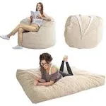 MAXYOYO Giant Bean Bag Chair Bed for Adults, Convertible Beanbag Folds from Lazy Chair to Floor Mattress Bed, Large Floor Sofa Couch, Big Sofa Bed, High-Density Foam Filling, Machine Washable