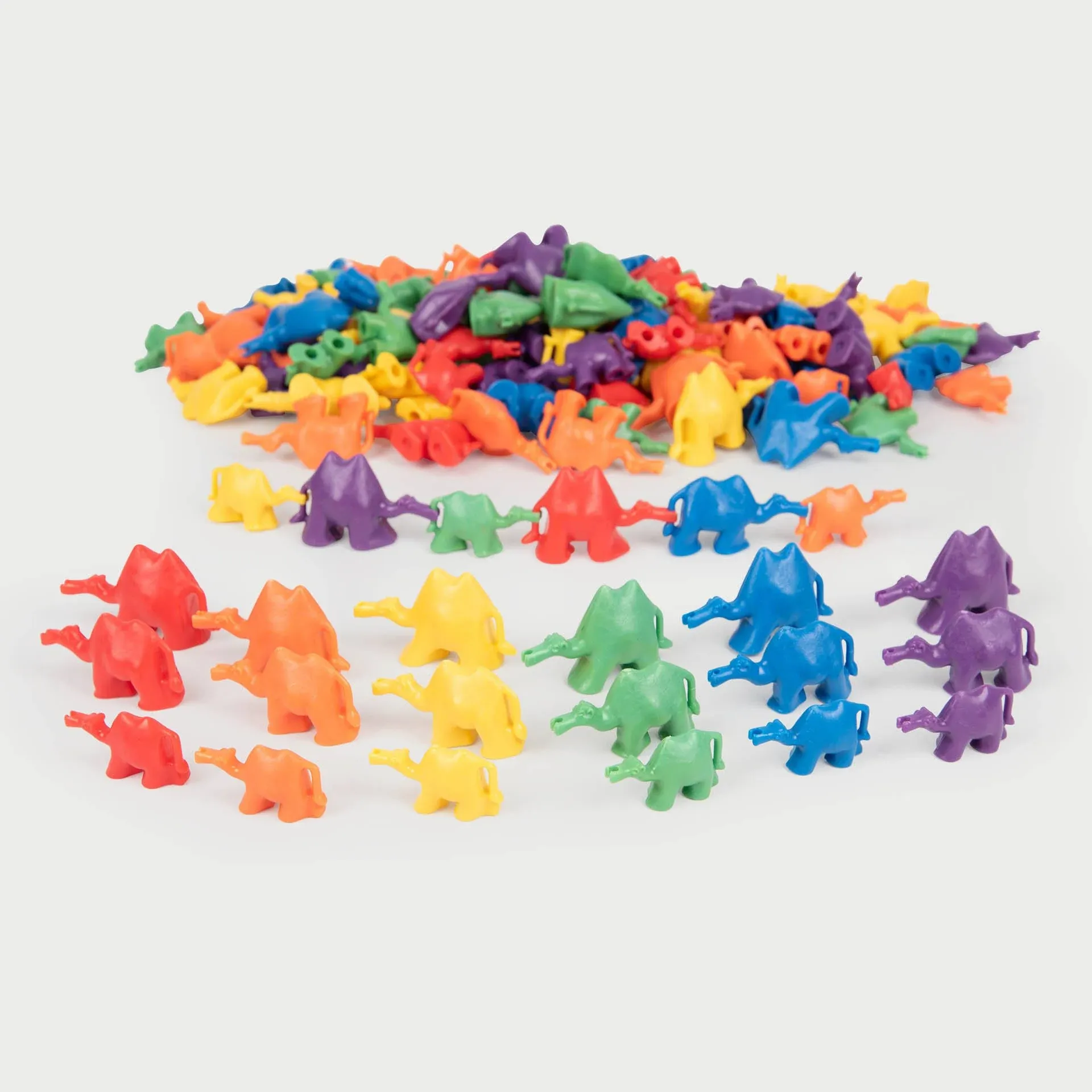 TickiT Connecting Camels - Set of 96 - Camel Family Counters - 3 Sizes - 6 Colors - Early Math - Proportionally Weighted Counters to Teach Balance, Counting and Sorting