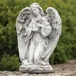 HEAVENLY ANGEL WITH PINK ROSES GARDEN STATUE