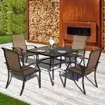 Outdoor 5/7-Piece Textilene Dining Set, Powder-coated Iron Frame