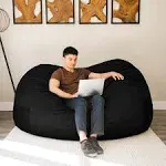 Big Joe Fuf XXL Foam Filled Bean Bag Chair with Removable Cover, Cobalt Lenox, Durable Woven Polyester, 6 feet Giant