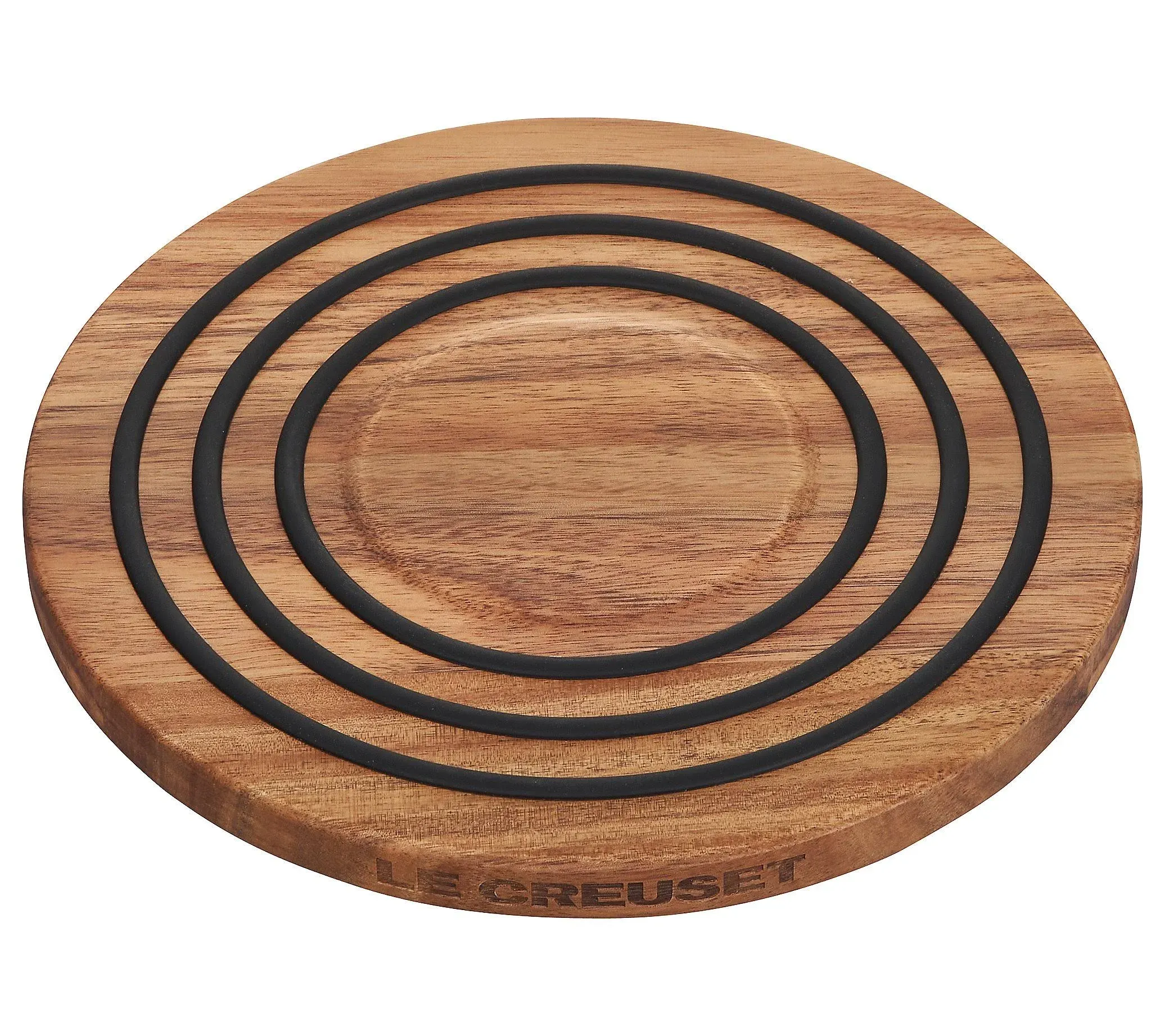 Le Creuset Magnetic Wooden Trivet, Acacia Wood with Black Silicone Rings