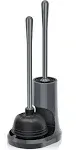 uptronic Toilet Plunger and Brush, Unique Toilet Plunger and Bowl Brush with Holder Combo, 2-in-1 Toilet Brush and Plunger Combo with Modern Caddy