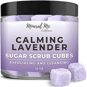 Exfoliating Body Scrub - 12oz LAVENDER Sugar scrub cubes w/Mango Butter & Shea butter- Ultra Hydrating & Moisturizing - Natural & Organic for all body exfoliation-For hands, arms legs, elbow & foot