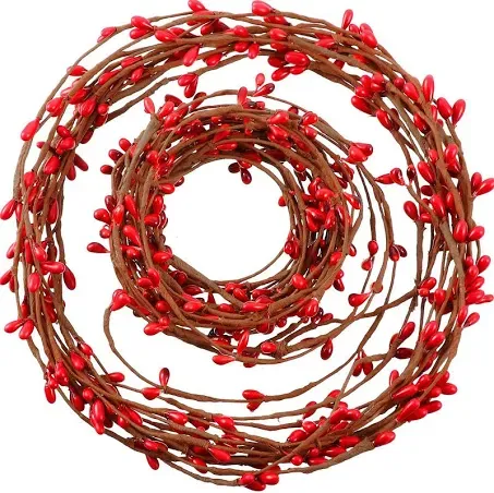 40 Feet Double Pip Garland Berry Garland Floral Craft Country Pip Berry Garland Floral Craft Decor, Artificial Red Berry Christmas Garland, 2 Roll