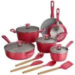 Tramontina Cookware Set 14Pcs Ceramic Nonstick Red w/Soft-Touch Bakelite Handles