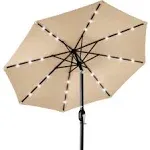 Best Choice Products 10ft Solar LED Lighted Patio Umbrella w/ Tilt Adjustment, UV-Resistant Fabric - Sand