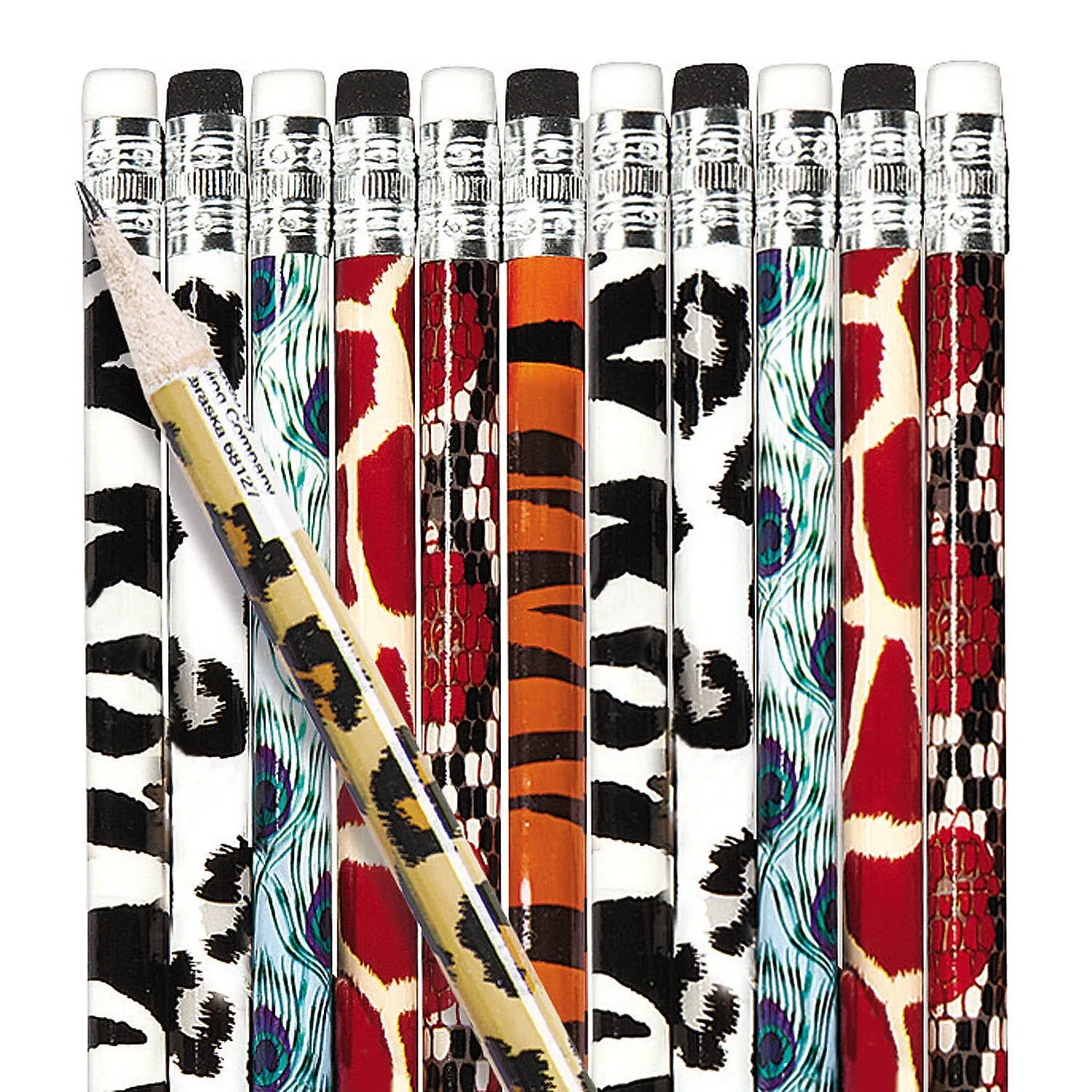 Fun Express Animal Print Pencil Assortment (144 pencils) zebra, tiger, giraffe and more