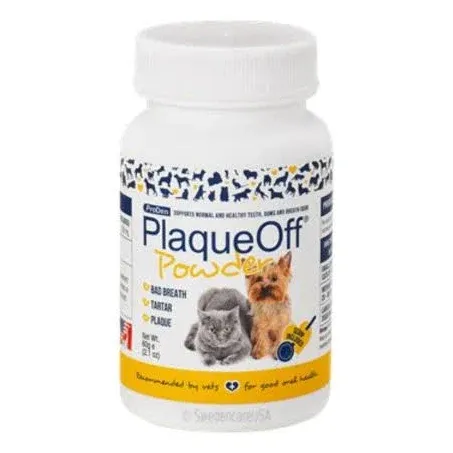 ProDen PlaqueOff Powder for Pets - Cat & Dog Breath Freshener - Plaque & Tartar Remover for Pet Oral Care - 60g