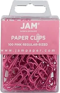 Colorful Standard Paper Clips In Pink