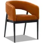 Mirah Modern Open Barrel Dining Chair Burnt Orange Performance Velvet