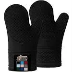 The Original Gorilla Grip Heat &amp; Slip Resistant Silicone Oven Mitts Set Black