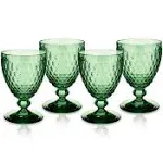 Boston Green Crystal Goblets, Set of 4