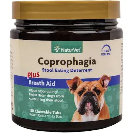 NaturVet COPROPHAGIA DETERRENT - Stops Dogs and Puppies from Eating Poop 130 Tab