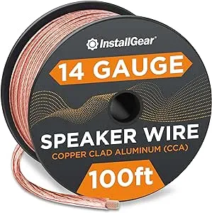 InstallGear 14 Gauge AWG Speaker Wire True Spec and Soft Touch Cable Wire (100ft White/Black) - for Car Speakers, Stereos, Home Theater Speakers, Surround Sound, Radio - 14 Gauge Wire/Speaker Cable