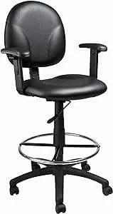 Boss Drafting Stool with Adjustable Arms - Antimicrobial Black