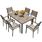 7 Pieces Patio Dining Set with 6 Stackable Chairs | adamsbargainshop