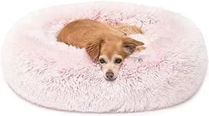 Friends Forever Coco Faux Fur Self Warming Indoor Round Donut Cuddler - Small - Pink