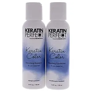 Keratin Perfect - Color Travel Duo - Shampoo & Conditioner - Reduce Dull Hair - Glossy Shine - For Color Treated Hair - Moisture Retain - Sulfate Paraben Free - 3.4 Oz