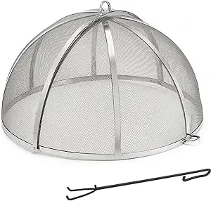 Good Directions Heavy Duty Fire Pit Spark Screen with Lifter, Stainless Steel, Hinged for Easy Access, 29 Inch Diameter