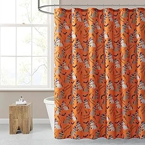 Kate Aurora Spooky Halloween & Thanksgiving Harvest Fabric Standard Sized Shower Curtain - Assorted Styles (Skulls)