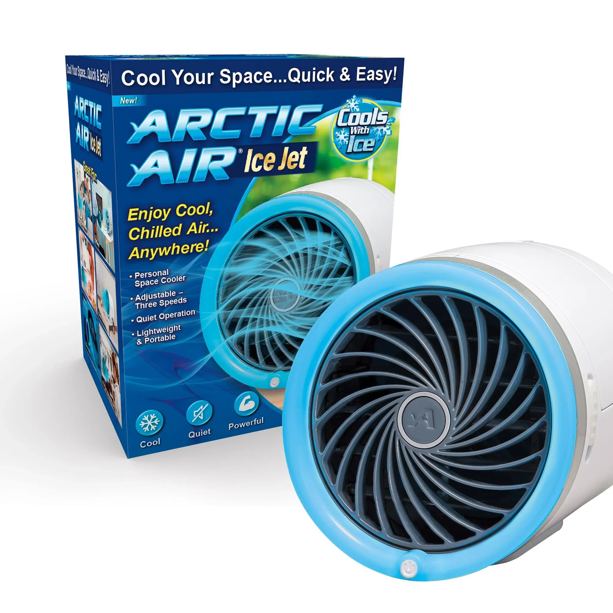 Arctic air ice jet air cooler, 3-speed portable with LED lightweight and compact