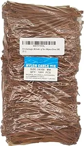 4 Inch Brown Zip Ties 1000 Pieces 18lb Strength Nylon Cable Wire Ties