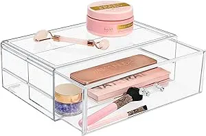 Sorbus Stackable Acrylic Drawers - 1 Clear Storage Drawers for Organizing Make up Palettes, Nail Hair Accessories, Cosmetics & Beauty Supplies - 11.75"W Makeup Organizer for Vanity, Bathroom Organizer