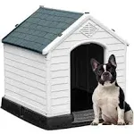 YITAHOME 28.5'' Plastic Dog House Outdoor Indoor Doghouse Puppy Shelter Water Resistant Easy Assembly Sturdy Dog Kennel with Air Vents and Elevated