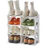 LGAQCOX 2 Pcs of 4 Tier Shoe Rack, Free Standing Shoe Racks for Closet,, White