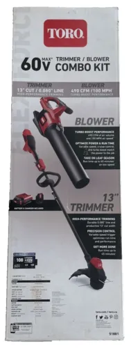 NEW TORO 60V Li-Ion String Trimmer &amp; Leaf Blower w/ Battery &amp; Charger 51881