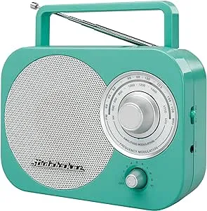 Studebaker SB2000TS Teal/Silver Retro Classic Portable AM/FM Radio with Aux Input