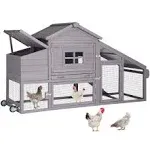 Aivituvin Wooden Chicken Coop for 2-3 Hens with Wheels