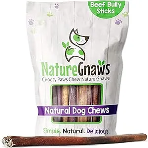 Nature Gnaws Bully Sticks for Dogs - Premium Natural Beef Dental Bones - Long Lasting Dog Chew Treats for Aggressive Chewers