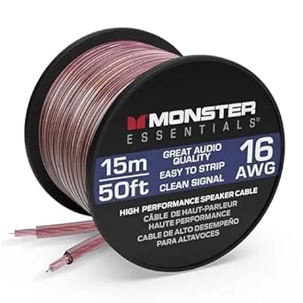 Monster XP Speaker Wire Copper Cable Spool, 16 AWG 50 ft, Bronze