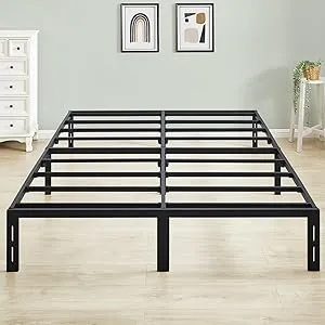 GreenForest Full Size Bed Frame Quick Lock Heavy Duty Metal Platform Bed Mattress Foundation, No Box Spring Needed, Black