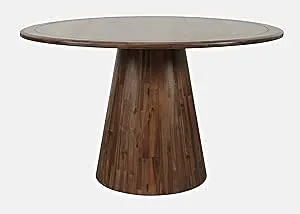 Nash Mid-Century Modern 50" Round Pedestal Dining Table, Black