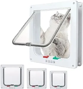 EGETOTA Cat Door Flap Extra Large (Outer Size 11" x 9.8"), 4 Way Locking for Interior Exterior Doors, Weatherproof Pet Door for Cats Doggie Kitties & Kittens, Easy Installation